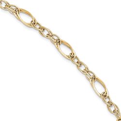 14k Solid Gold Polished Fancy Link Bracelet (Open links)