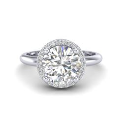 Natural 2.20 ctw Micro Pave Diamond Ring Designer 18k White Gold