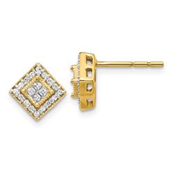 14k Yellow Gold Polished Diamond Post Earrings - 9 mm