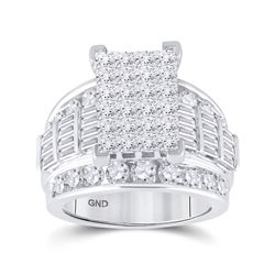 14kt White Gold Princess Diamond Cluster Bridal Wedding Engagement Ring 4 Cttw