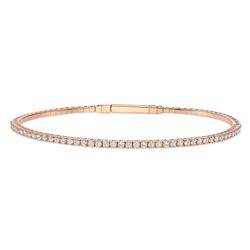 Natural 1.02 CTW Stackable Diamond Bangle Bracelet 14KT Rose Gold