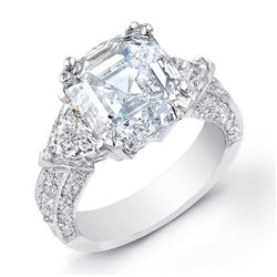 Natural 2.77 CTW Asscher Cut Diamond Engagement Ring 18KT White Gold