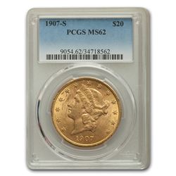 1907-S $20 Liberty Gold Double Eagle MS-62 PCGS