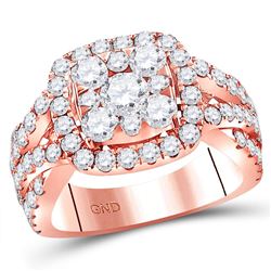 14kt Rose Gold Round Diamond Cluster Bridal Wedding Engagement Ring 3 Cttw