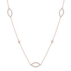 Natural 0.82 CTW Marquise Diamond Train Necklace 14KT Rose Gold