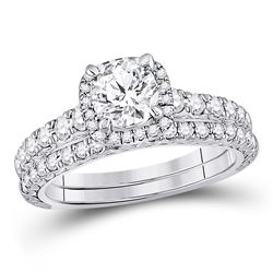 14kt White Gold Round Diamond Bridal Wedding Ring Band Set 1-1/2 Cttw