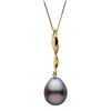 Image 1 : Black Tahitian Drop-Shape Pearl Icicle Pendant, 11.0-12.0mm