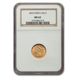 1873 $2.50 Liberty Gold Quarter Eagle MS-62 NGC (Open 3)