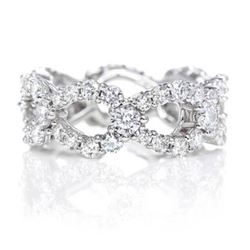 Natural 1.52 CTW Round Cut Infinity Eternity Diamond Band Wedding Ring 18KT White Gold