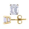 Image 1 : Natural 3.02 CTW Emerald Cut Diamond Stud Earrings 18KT Yellow Gold