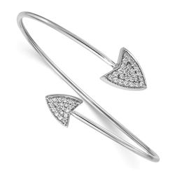14k White Gold .298ct Diamond Arrow Flexible Bangle - 7 in.