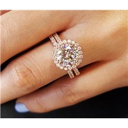 Natural 2.77 CTW Halo Round Cut Diamond Engagement Ring 14KT Rose Gold