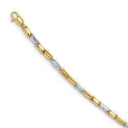14K Two-tone Polished Fancy Alternate Link Bracelet - 7.5 in.