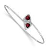 Image 1 : 14k White Gold Garnet Pyramid Bangle - 7 in.