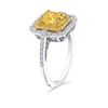 Image 3 : Natural 2.92 CTW Canary Light Yellow Asscher Cut Diamond Engagement Ring 14KT Two-tone