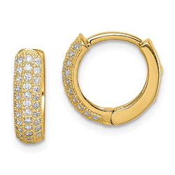 14k Yellow Gold Cubic Zirconia Hinged Hoop Earrings - 39 mm