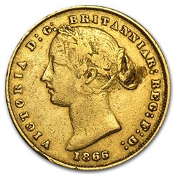 1857-1870 Australia Gold Sovereign Victoria Sydney Mint Avg Circ