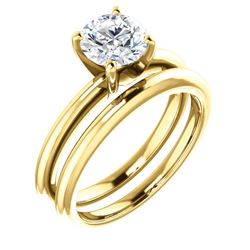 Natural 1.02 CTW Round Cut Solitaire Diamond Ring 14KT Yellow Gold