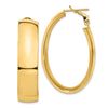 Image 1 : 14k Yellow Gold Omega Back Oval Hoop Earrings - 10x28 mm