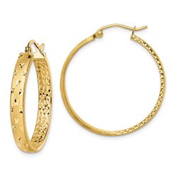 14k Yellow Gold Polished & Diamond-cut Hoop Earrings - 38 mm