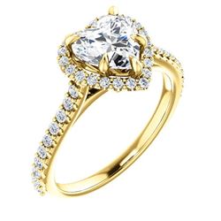 Natural 1.72 CTW Halo Heart Brilliant Cut Forever Diamond Engagement Ring 18KT Yellow Gold