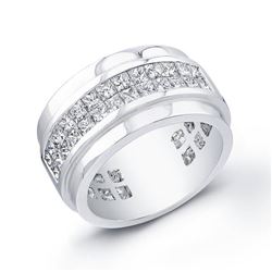 Natural 1.74 CTW Princess Cut Diamond Invisible Wedding Ring 14KT White Gold