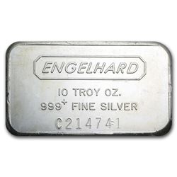 10 oz Silver Bar - Engelhard (Wide, Struck, Logo Reverse)