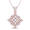 Image 1 : 14kt Rose Gold Womens Round Diamond Offset Square Cluster Pendant 1/2 Cttw