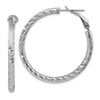 Image 1 : 14k White Gold Diamond-cut Omega Back Hoop Earrings - 3x30 mm