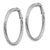 Image 2 : 14k White Gold Diamond-cut Omega Back Hoop Earrings - 3x30 mm