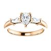 Image 1 : Natural 1.02 CTW Pear Cut & Baguette 3-Stone Diamond Ring 14KT Rose Gold