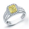 Image 1 : Natural 1.92 CTW Canary Yellow Square Radiant Cut Halo Diamond Ring 14KT Two-tone