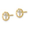 Image 2 : 14k Cubic Zirconia Diamond-Cut Circle Cross Post Earrings