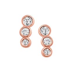 Natural 0.22 CTW Petite Bezel Diamond Earrings 18KT Rose Gold