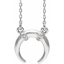 Natural 0.04 CTW Crescent Moon Diamond Necklace 18KT White Gold