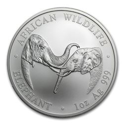 2002 Zambia 1 oz Silver Elephant BU