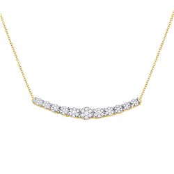 14kt Yellow Gold Womens Round Diamond Curved Graduated Bar Necklace 1/2 Cttw