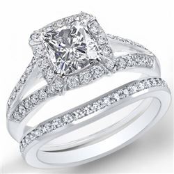 Natural 2.32 CTW Halo Radiant Cut Split Shank Diamond Engagement Ring 14KT White Gold