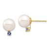 Image 1 : 14k Yellow Gold White Pearl Tanzanite Post Earrings - 8-8.5 mm