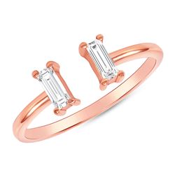 Natural 0.27 CTW Stackable Baguette Diamond Cuff Ring 18KT Rose Gold