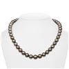 Image 2 : Dark Silver and Subtle Peacock Round Tahitian Pearl Necklace, 18", 9.0-11.3mm, AA+/AAA Quality