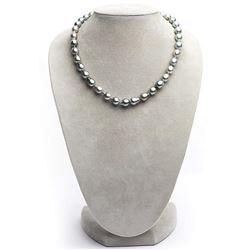 Strong Silver and Pale Aquamarine Tahitian Baroque Pearl Necklace, 18", 8.2-9.0mm, AA+ Quality