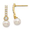 Image 1 : 14k Yellow Gold White Pearl Cubic Zirconia Earrings - 6 mm