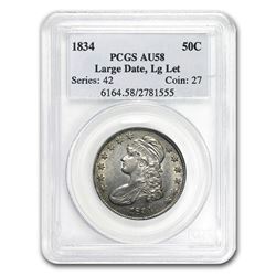 1834 Capped Bust Half Dollar Lg Date/Lg Letters AU-58 PCGS