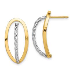 14k Two-tone Polished & Twisted Fancy Post Earrings - 51 mm