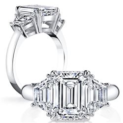 Natural 1.52 CTW 3-Stone Emerald Cut Diamond Engagement Ring 18KT White Gold