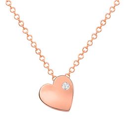 Natural 0.02 CTW Tender Heart Diamond Necklace 14KT Rose Gold