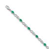 Image 1 : 14K White Gold Diamond Emerald Gemstone Link Bracelet - 7 in.