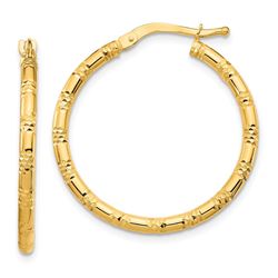 14k Yellow Gold Hoop Earrings - 2x26 mm