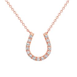 Natural 0.22 CTW Horse Shoe Diamond Pendant Necklace 18KT Rose Gold